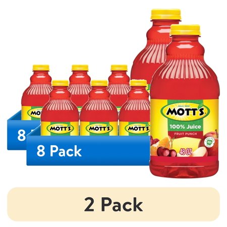 (2 pack) Mott's 100% Juice Fruit Punch Juice, 48 fl oz Bottle