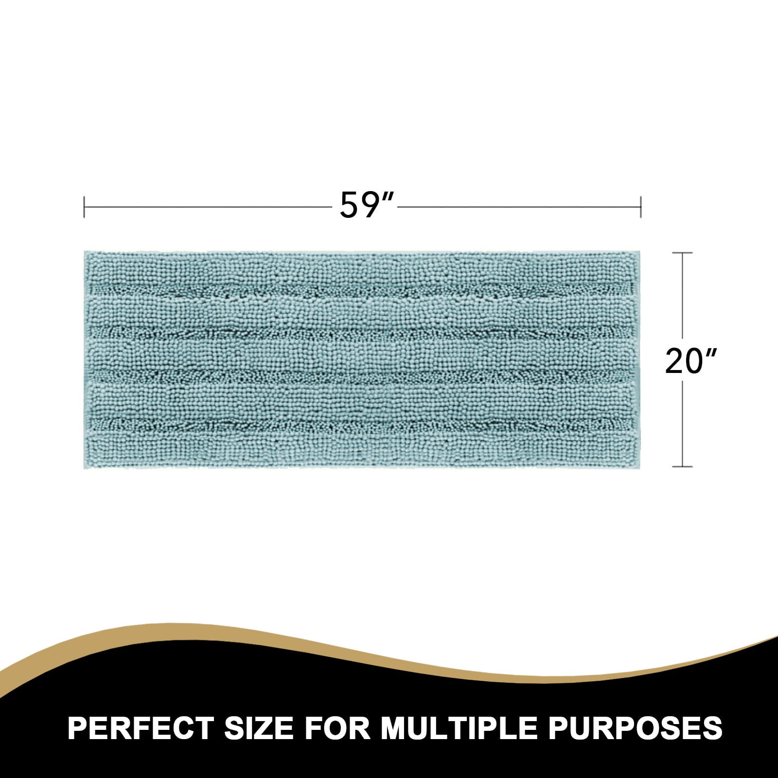 PrimeBeau 59x20 inch Oversize Non-Slip Long Striped Rugs for Powder Room, Aqua