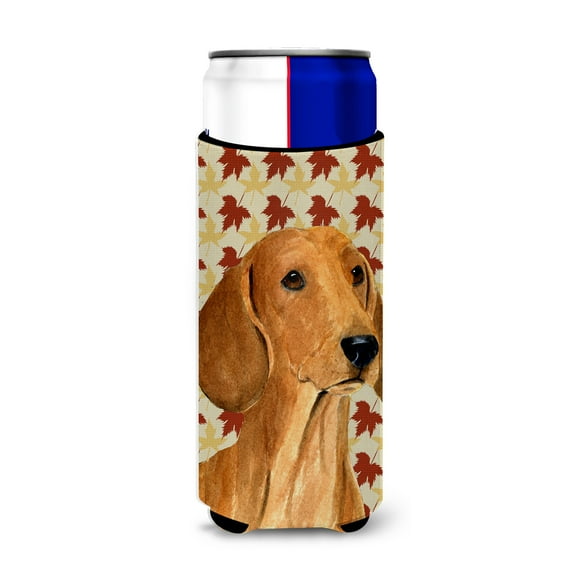 Dachshund Fall Leaves Portrait Ultra Hugger for slim cans