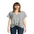 thumbnail image 1 of CHOK Women‘s Linen Blend Tie Front Top  Sizes S-XXXL, 1 of 5