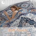 thumbnail image 4 of Bohemian Bedding Duvet Cover Set Full Size 4 Pieces Vintage Tribal Boho Floral Monaco Ethnic Style Blue Bedding Set with Zipper Closure, 1 Comforter Cover 86x86 Inches 1 Flat Sheet & 2 Pillow Cases, 4 of 7