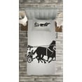 thumbnail image 3 of Ambesonne Retro Quilted Bedspread Set 2 Pcs, Chariot Gladiator, Twin Size, Dimgrey Black, 3 of 3