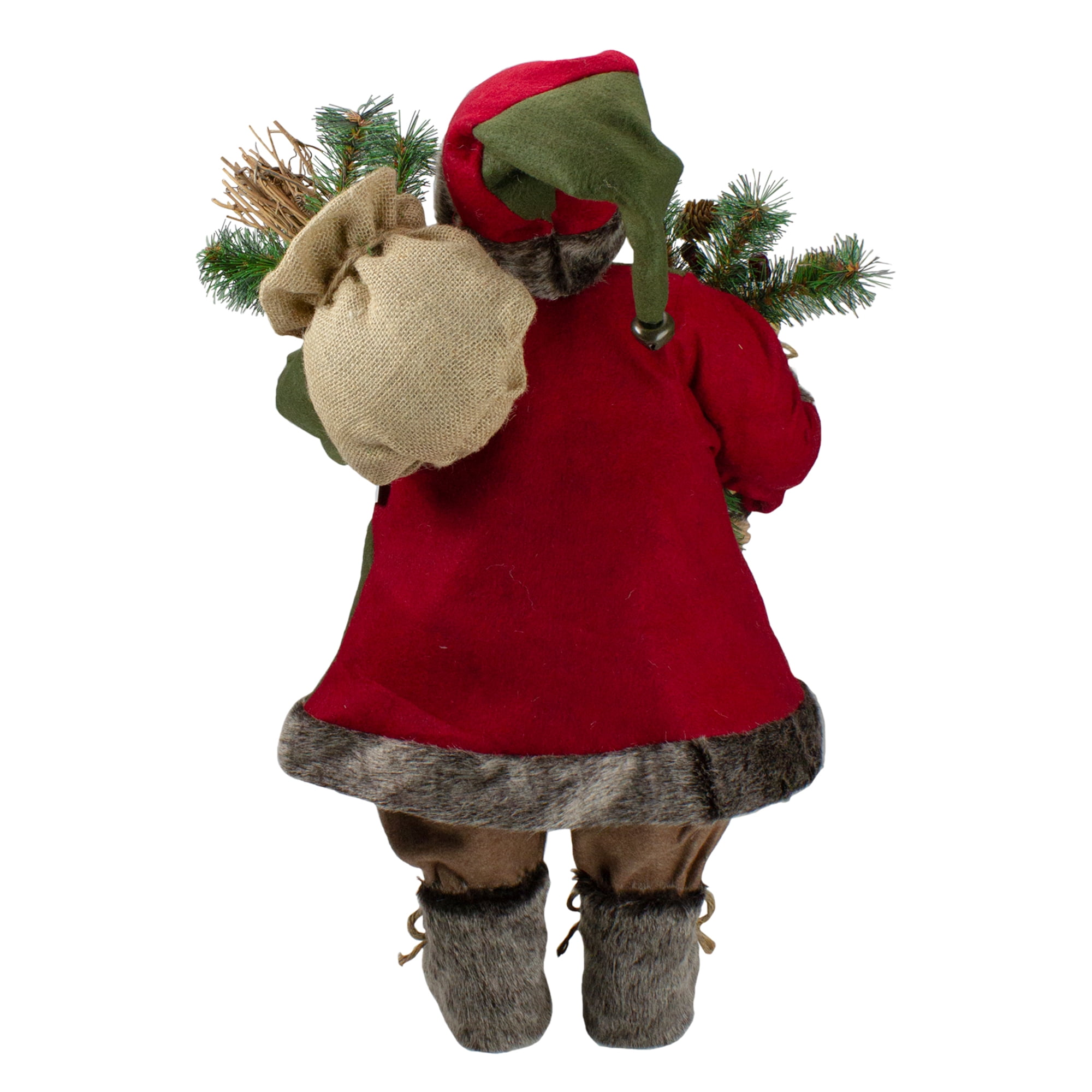 24" Country Rustic Standing Santa Claus Christmas Figure with Knitted Snowflake Jacket