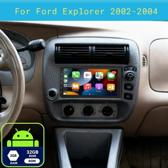 Molaner Car Radio for Ford Explorer 2002-2004 Android 13 Fit for Wireless CarPlay/Android Auto, 7" Touch Screen/GPS Navigation/Bluetooth/FM, 2 32G