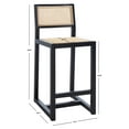 thumbnail image 3 of SAFAVIEH Seika Square Mid Back Counter Stool, Black/Natural, 3 of 14