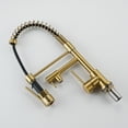 thumbnail image 4 of Brass Kitchen Faucet with Pre-Rinse Sprayer: WOWOW Brushed Gold Spring Kitchen Sink Faucet 1 or 3 Hole, Single Handle Pull Out Kitchen Faucet with Deck Plate, 4 of 9