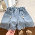 thumbnail image 6 of Afuyipoi Girls Denim Skort,Sweet Bow Functional Pockets A-line Silhouette Soft Stretch Shorts Blue 11-12, 6 of 7