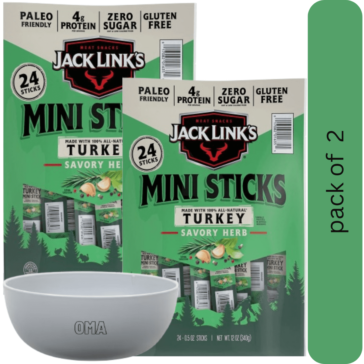Jack Link's Savory Herb Mini Turkey Stick, 0.5 Ounce (24 Count