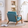 thumbnail image 5 of Wood Frame Accent Chair, Fabric Upholstered Armchair Lounge Chair, Mid Century Modern Reading Chair with Removable Cushion and One Pillow, for Living Room Bedroom Home Office, Teal, 5 of 7