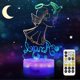thumbnail image 1 of Luz nocturna 3D de ángel, lámpara de ilusión 3D con colores RGB dinámicos que cambian con toque inteligente y control remoto., 1 of 5