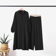 thumbnail image 4 of Women's 2 Pieces Sets Long Sleeve Button Down Shirt And Pants Abaya Casual Dress Dubai Outfits, 4 of 4