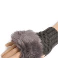 thumbnail image 5 of Yesbay Women Faux Rabbit Fur Hand Wrist Warmer Winter Fingerless Knitted Gloves-Light Grey, 5 of 6