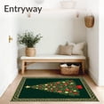 thumbnail image 3 of ODIKA 4'x6' Machine Washable Non-Slip Area Rug, Festive Holiday Tree Semi Circle Entrance High Traffic Rug with Pad, Green, 605536, 3 of 8