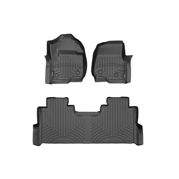WeatherTech Custom Fit FloorLiners compatible with 2020-2022 Ford Super Duty - 1st & 2nd Row, Black