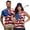 American Flag Print, variant on Matching Golf Shirts for Couples Men's Short Sleeve Shirt Women's Sleeveless Tank Top Quick Dry Moisture Wicking Athletic Couple Sportswear, Thin Blue Line American Flag Print
