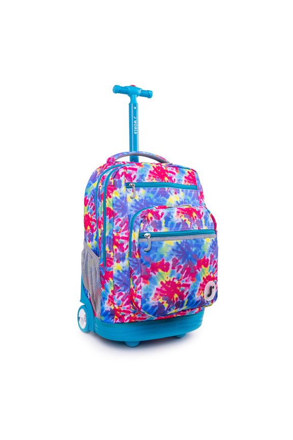 J World Unisex Sundance 20" Rolling Backpack with Laptop Sleeve for School and Travel, Tie Dye