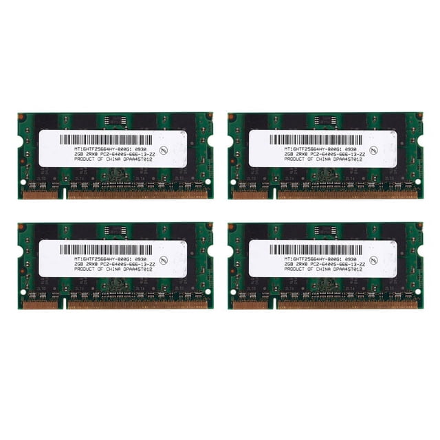 4 memorias RAM SO-DIMM para portátil DDR2 PC2-6400 de 2 GB, 800 MHz, 200 pines y 1,8 V