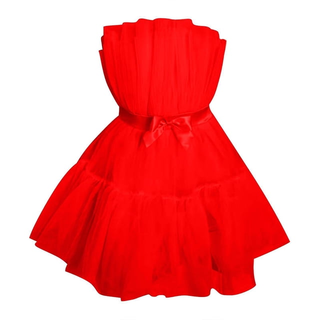 Robe Tulles pour Femmes Robe Courte Mini Sans Manches Épaules Dénudées Élégante Robes d'Été Cocktail