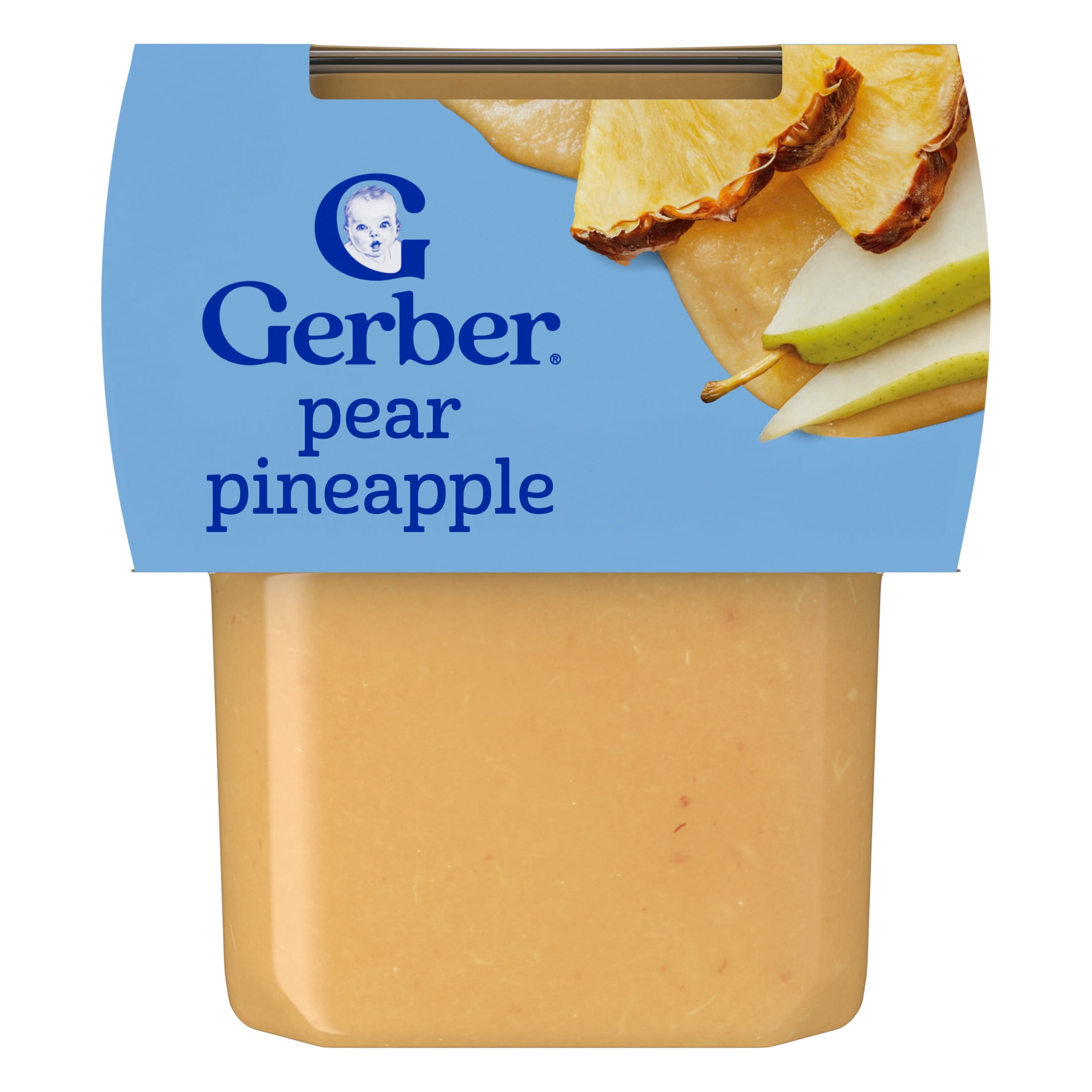 (8 pack) Gerber Stage 2 Baby Food, Pear Pineapple Puree Tub, Baby Puree, 2PK 8 oz