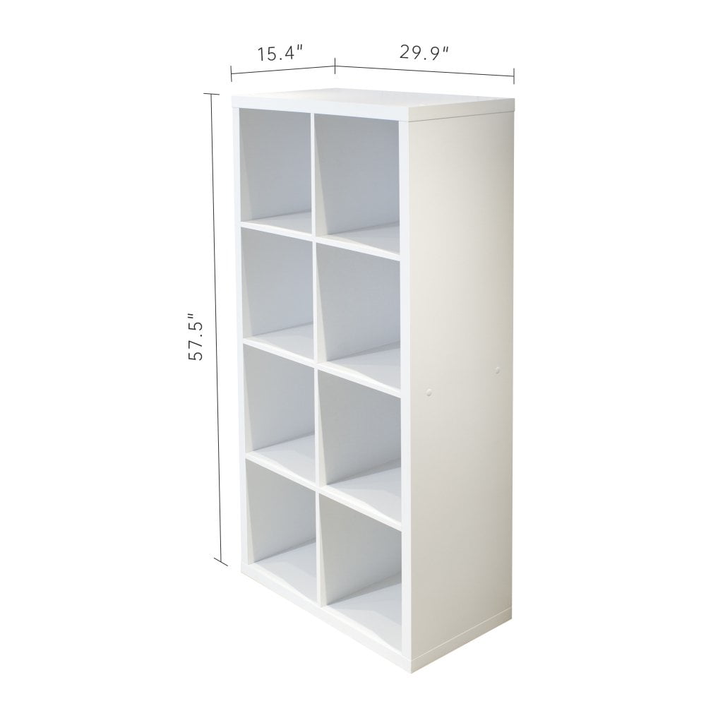 GZXS 15-Inch Cube Storage Organizer with Opened Back Shelves, Storage Shelves Room Divider, Wood ookcase, 8-Cube, White