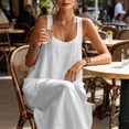 thumbnail image 6 of PRINxy Women's Sleeveless U Neck Linen Maxi Dress with Pockets Boho Flowy Long Dress for Summer Beach Vacation Daily Casual Wear White S, 6 of 7