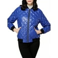 thumbnail image 1 of Orolay Womens Plaid Style Lightweight Short Down Jacket with Rib Knit Sapphire S, 1 of 6