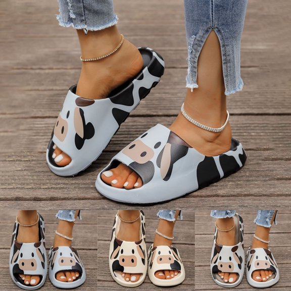 Pandaie Women's Men's Cute Platform Slides Chunky Cushioned Slippers Wide Sandals House Dorm Shoes Size 5.5-10.5