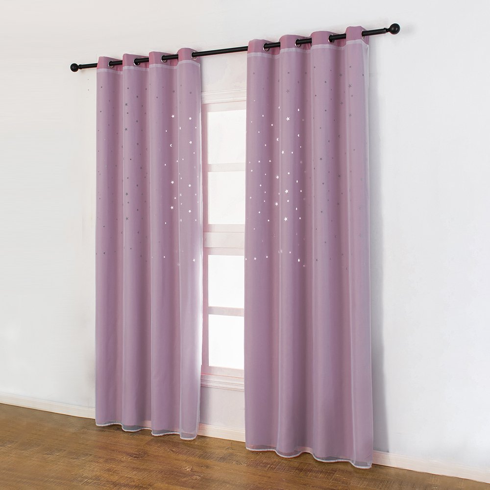 Blackout Curtains Star Shape Hollow Double Layer Cloth Yarn