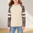 thumbnail image 5 of idosla Girl's Athletic Leopard Print Sweatshirt Crew Neck Long Sleeve Tops Fall Clothes (Beige, 6-7 Years), 5 of 5
