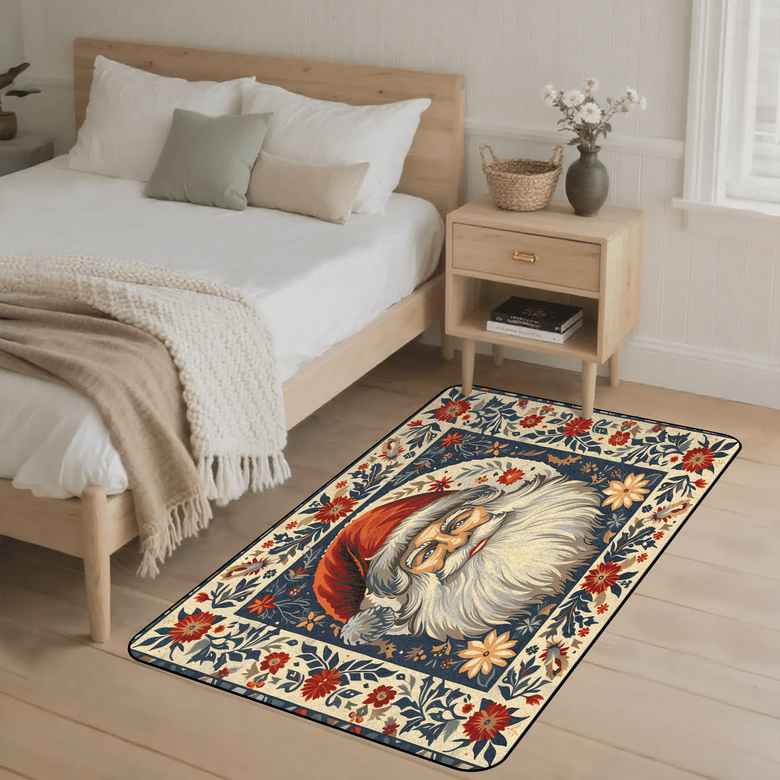 CURLYOOT Vintage Christmas Rug for Living Room Bedroom, 4x6 Ft