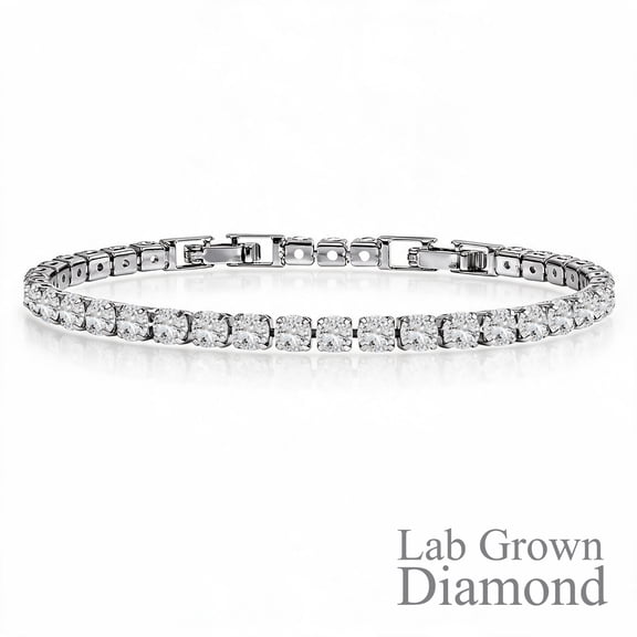 JeenMata 2 Carat Lab Grown Diamond Tennis Bracelets - 18K White Gold Plating for Women Eternity Design Bracelet