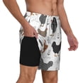 thumbnail image 3 of Picia Retro Rooster pattern Mens Swim Trunks with Compression Liner Stretch Beach Shorts Quick Dry with Zipper Pockets No-Chafing Board Shorts-Medium, 3 of 9