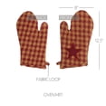 thumbnail image 3 of VHC Brands Star Cotton Primitive Tabletop Kitchen Fabric Loop Appliqued Oven Mitt, Burgundy Red, 3 of 5