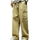 thumbnail image 1 of Pantalones largos de moda para hombre, con cordón, cintura elástica, multibolsillos, informales, largos, de sarga para hombre, 1 of 3
