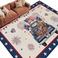 thumbnail image 2 of Happy Independence Day Washable Area Rug 8 x 10 ft Blue Cartoon Truck Wooden Box Firework Retro, Soft Non Slip Rugs Stain Repellent Indoor Felt Carpet for Living Dining Room Bedroom Home Office, 2 of 9