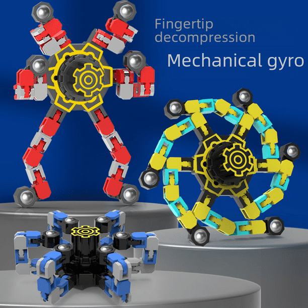 Juguete de cadena con espiral luminosa para dedos, giroscopio de deformación mecánica para niños con descompresión mecánica y punta de dedo temblorosa