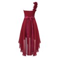 thumbnail image 5 of iiniim Girls One Shoulder Flowers Chiffon Wedding Bridesmaid High Low Dress Pageant Prom Evening Dress, 5 of 7