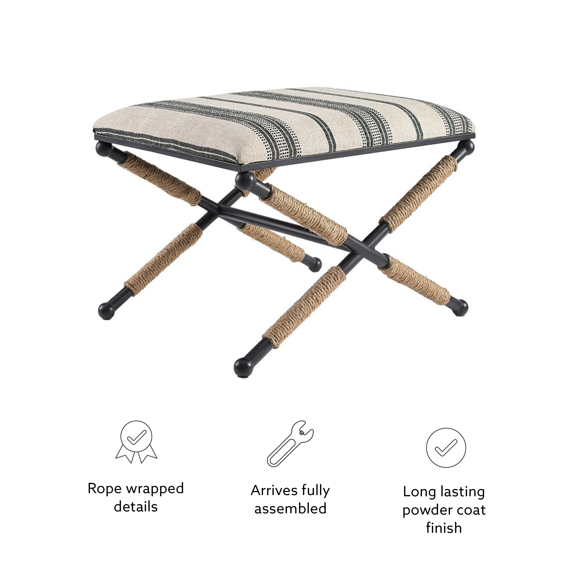 Linon Brewster Indoor Stool Ottoman, Black and Neutral