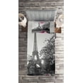 thumbnail image 2 of Ambesonne Paris Quilted Coverlet 2 Pcs, Romantic City and a Kiss, Twin Size, Black White Hot Pink, 2 of 2