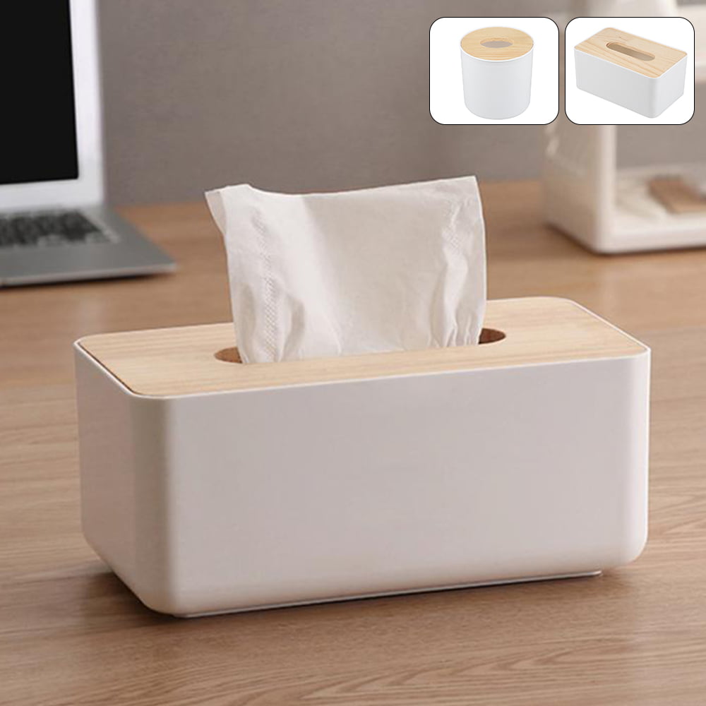 Wood Tissue Box Home Bathroom Toilet Paper Napkin Holder Desktop Storage Case 