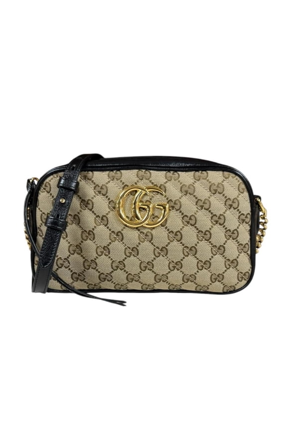 Pre-Owned Gucci GG Marmont Shoulder Bag, Handbag, Canvas, 447632, Beige, Women's, GUCCI
