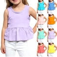 thumbnail image 2 of Fengactive Toddler Girls Soft Cotton Sleeveless Peplum Tank Top Stretchy Casual Summer Ruffle Hem Camisoles for 0‑6T, 2 of 5