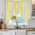 thumbnail image 3 of Swag Valance Curtains for Windows, Yellow Stripe Light Filtering Kitchen Curtains with Rod Pocket, Geometric Grey White Vertical Striped Window Treatment Valances for Living Room, 36x45 - 2 PCS, 3 of 9