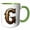 Green/White, variant on 3drose, Steampunk Image of Metal Monogram Initial G, 11oz Mug