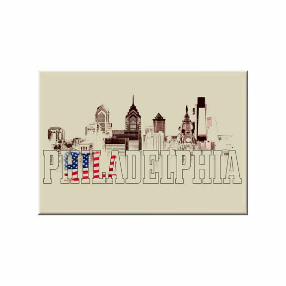 Philadelphia Skyline and Flag Magnet