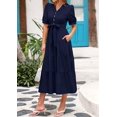 thumbnail image 4 of Vestido midi PRETTYGARDEN para mujer, verano 2025, cuello en V con bolsillos, 4 of 9