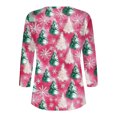 thumbnail image 4 of Puntoco Blusa informal de cuello redondo con mangas 3/4 cortas y estampado a la moda para mujer, 4 of 5