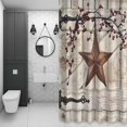 thumbnail image 4 of Village Stars Shower Curtain for Bathroom Decor, Vintage Rust Yellow Star Berry Beige Barn Doors Waterproof Fabric Shower Curtain, 72"x72" Set with 12 Hooks, 4 of 9
