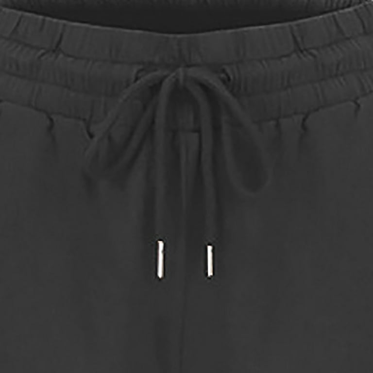 Women's Cotton Linen Pants Elastic Waist Straight Leg Pants