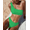 Green, variant on SEARIPE Women Textured One Shoulder High Waisted Bikini Swimsuit Watermelon Pink S